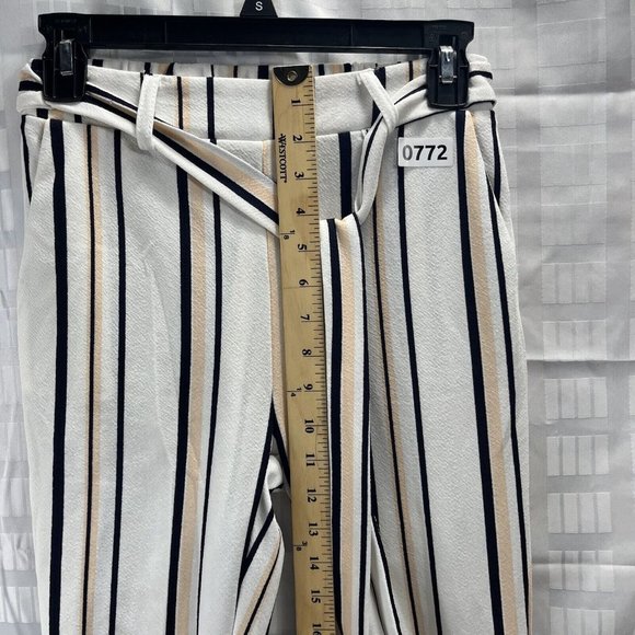 Shein Women Dress Pants Size S Color White Black Beige Stripe - Picture 7 of 15